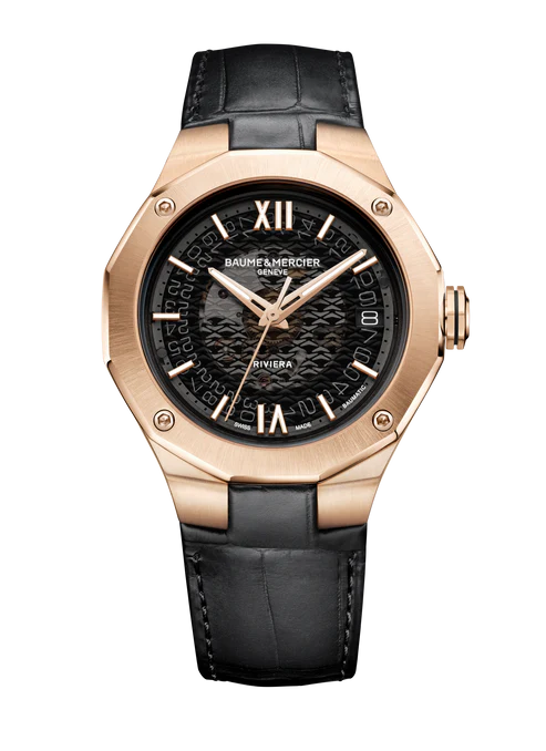 利维拉系列Baumatic 18K玫瑰金日历自动上链腕表