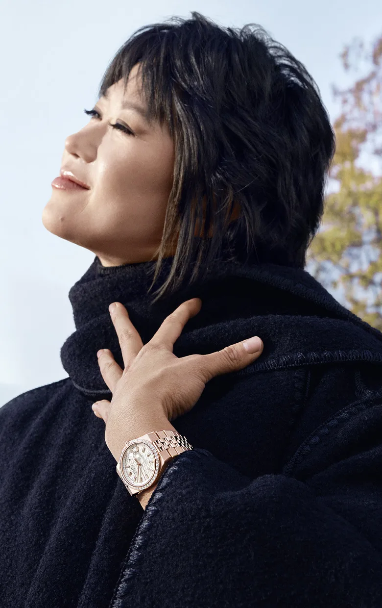 Yuja Wang with the watch on her wrist