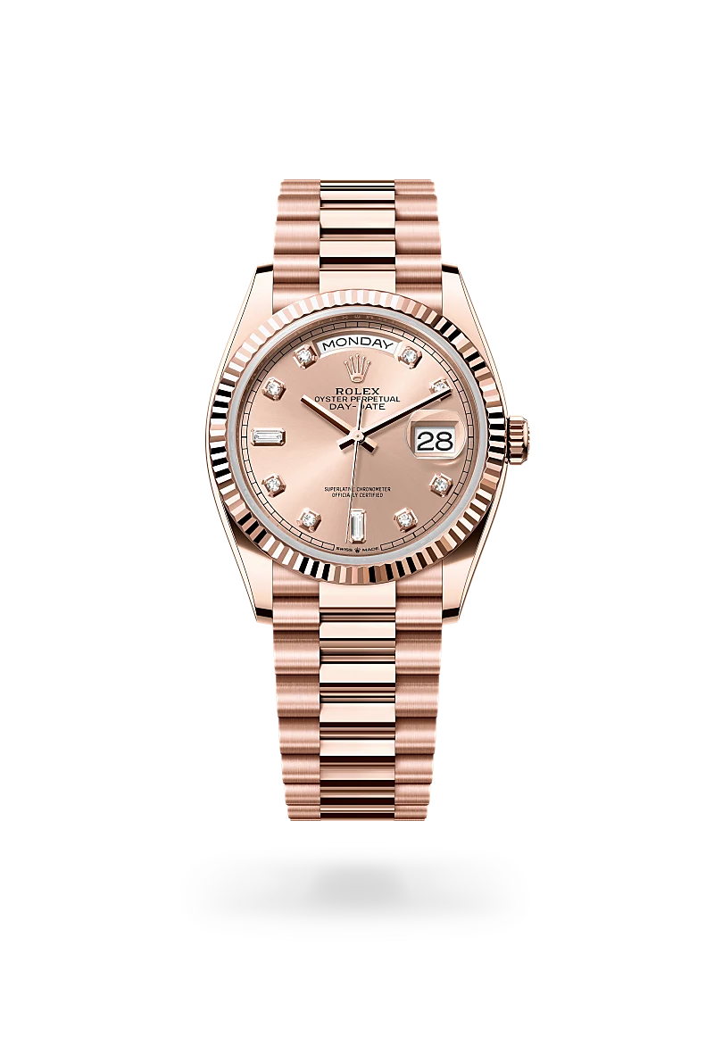 Rolex Day-Date 36 in 18 ct Everose gold, M128235-0009 - Yes and Right Group