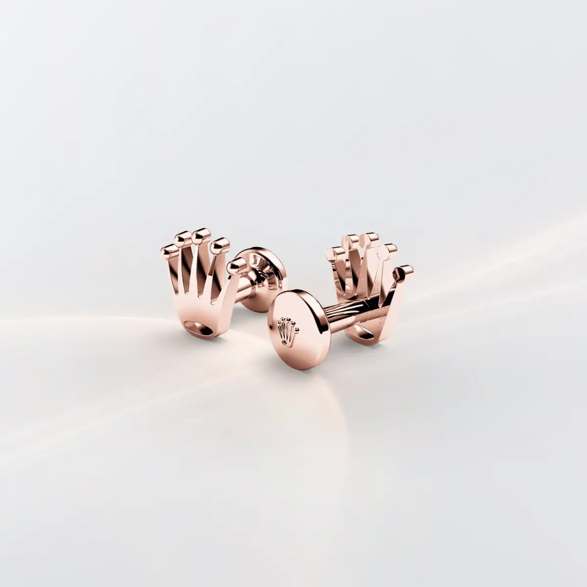 Rolex ‘Crown’ cufflinks in Everose gold, a1015 at Yes and Right Group